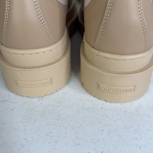 SCOTCH & SODA Made In Portugal Leather High Top Chelsea Boots Light sand 41/8.5 - Picture 7 of 12